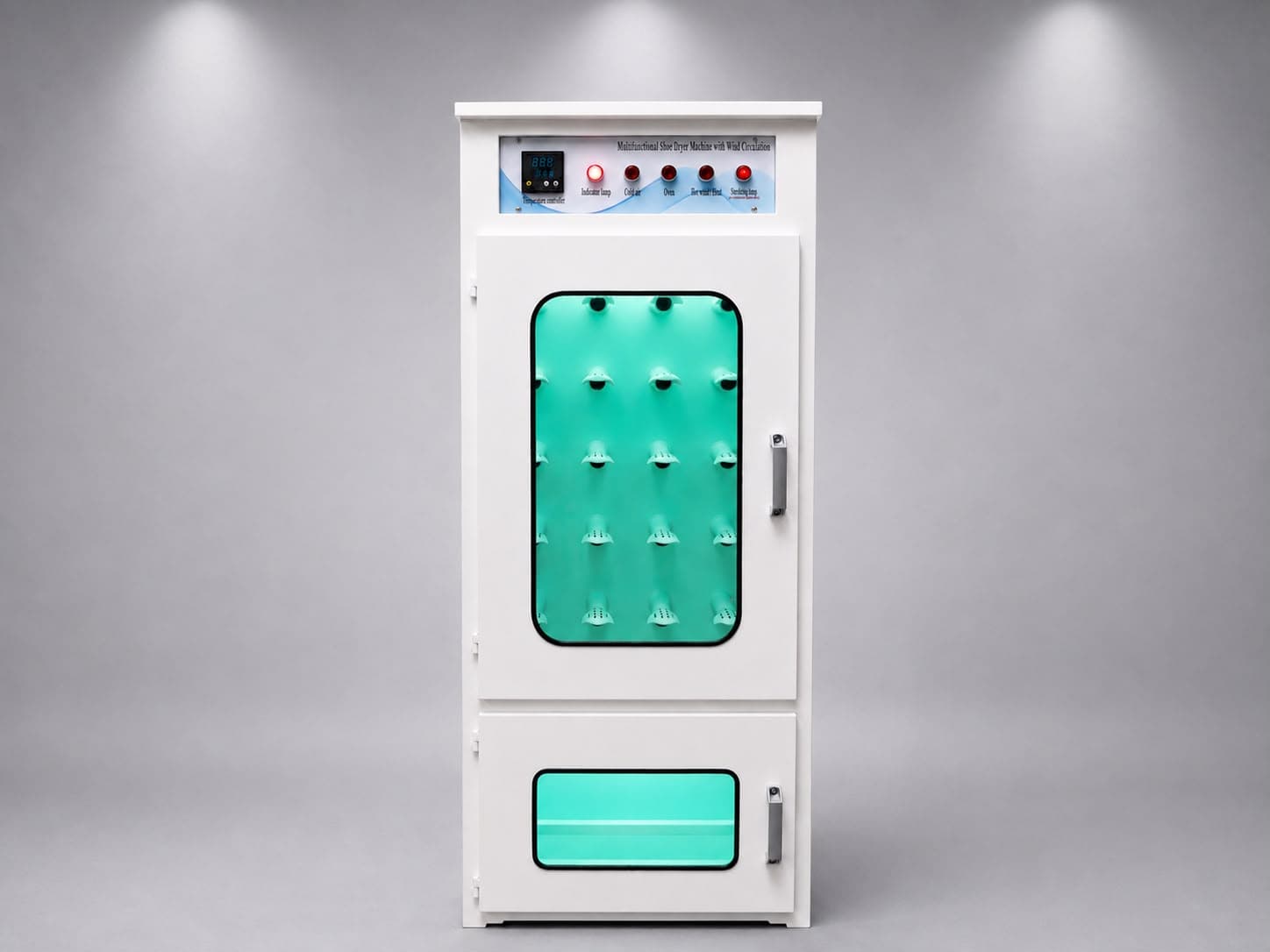 Máquina de Secado de Tenis Modelo HEX10 — vista frontal con puerta abierta y panel de control